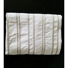 White W/Tan Stripe Queen Duvet Cover Textured Cotton INUP Home RARE! Portugal