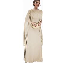 Women's Chiffon Mother Of The Bride Dresses For Wedding Long Formal Dress With Cape Evening Party Gown