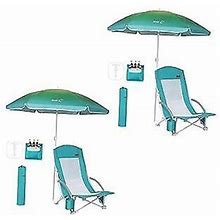 Beach Chair, Beach Chairs For Adults With Umbrella And Cooler, High 2