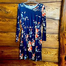 Long Sleeved Floral Dress With Pockets. Like New Size Small | Color: Blue | Size: S