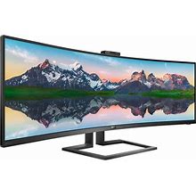 Philips Brilliance 499P9H 48.8" Dual Quad HD (DQHD) Curved Screen WLED LCD Monitor - 32:9 - Textured Black - 49" Class - Vertical Alignment (VA) -