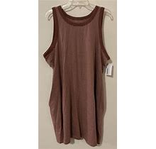 Sonoma Womens Xxl Burgundy Striped Sleeveless Knee Length Cotton Dress