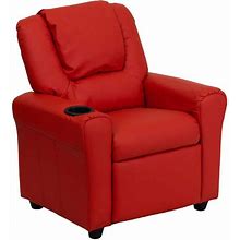 Flash Furniture Contemporary Red Vinyl Kids Recliner With Cup Holder And Headrest