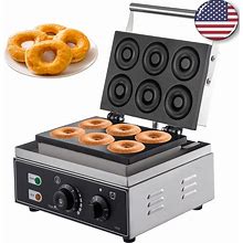 6 Hole Electric Sweet Donut Maker Stainless Steel Non Stick Commercial Waffle Co