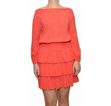Michael Kors Ruffled Cotton Off-The-Shoulder Tiered Dress Sangria S $155