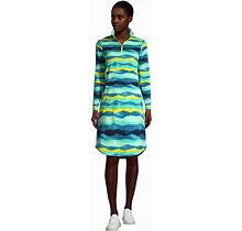 Lands' End Women's Blue Petite Long Sleeve Fleece Quarter Zip Dress - - - Small