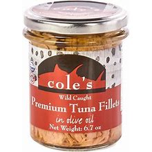 Coles Premium Tuna Fillets In Olive Oil 6 Pack - Wild Caught, High Protein, 6.7 Oz Per Jar