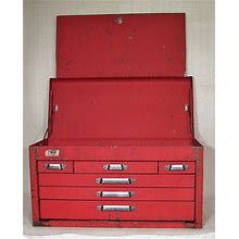 Kennedy Machinist 6 Drawer Metal Toolbox, Model 260, Red With 2 Keys, Vintage