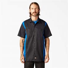 Dickies Men's Two-Tone Short Sleeve Work Shirt - Black/Royal Blue Size XL (WS508)