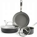 Greenpan Chatham Hard Anodized 5 Piece Cookware Pots And Pans Set, Gray