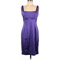 Calvin Klein Cocktail Dress - Sheath Square Sleeveless: Purple Solid Dresses - New - Women's Size 8