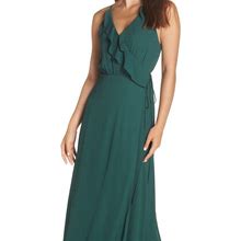 Wayf Dresses | Wayf Jamie Ruffle Wrap Maxi Dress Emerald Green | Color: Green | Size: Xs