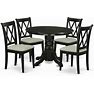 East West Furniture SHCL5-BLK-C 5 Piece Dinette Set For 4 Includes A Round Table With Pedestal And 4 Linen Fabric Kitchen Dining Chairs, 42X42 Inch