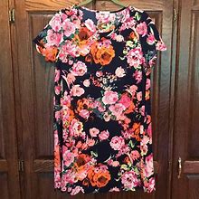12 Pm By Mon Ami Dresses | 12Pm By Mon Ami Dress Short Sleeve Floral Scallop | Color: Blue/Pink | Size: M