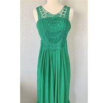 Sleeveless Green Lace Maxi Dress, Xs