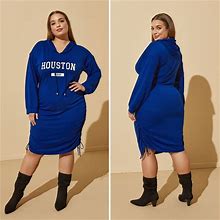 Plus Size Houston Ruched Hoodie Dress, BLUE, 18/20 - Ashley Stewart