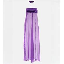 Didu - Didu Halterneck Silk Chiffon Maxi Dress Purple XS