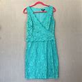 Lauren Ralph Lauren Women V Neck Dress Size 10 Lace Easter Teal