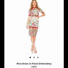Vone Dresses | Vone Mira Dress In Floral Embroidery, Size Small. | Color: Silver | Size: S