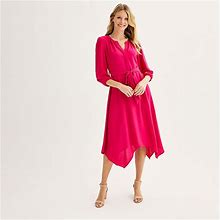 Womens Nine West Long Sleeve Handkerchief Hem Dress, Women's, Size: XS, Med Pink