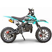 SYX MOTO Kids Dirt Bike Holeshot 50Cc Gas Power Mini Dirt Bike Pit Bike,Pull Start,Teal Blue