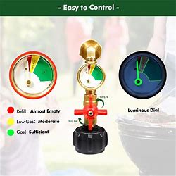 QCC1 Propane Refill Elbow Adapter With Propane Tank Gauge, 90 Degrees Refill Pressure Adapter With ON-Off Control Valve