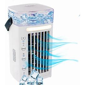 Portable Air Conditioner Personal Space Evaporative Air Cooler Mini AC Dual Fans - Compact - White