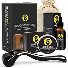 Beard Growth Kit - Derma Roller For Beard Growth, Beard Growth Serum Oil (2Oz), Beard Balm And Comb, Stimulate Beard And Hair Growth - Gifts For Men Dad Him Boyfriend Husband Brother