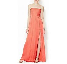 Bcbgmaxazria Enyas Strapless Fitted Bustier Slit Pink Coral Dress