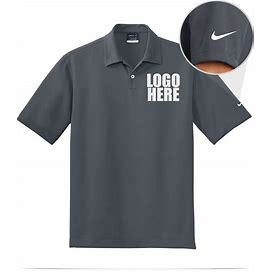 Embroidered Logo On Nike Polo Shirts . Custom Brand For Promotional Company Business Corporate Personalized Apparel . S . Dark Grey