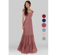 Azazie Plus Size A-Line/Princess Square Floor-Length Lace Bridesmaid Dresses, Desert Rose , Size A22-Azazie Bora Bora
