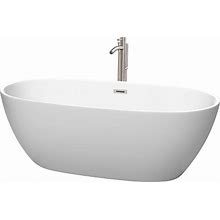 Wyndham Collection WCBTE306167ATP11 Juno 67" Free Standing Acrylic Soaking Tub With Center Drain Drain Assembly And Overflow - Includes Floor