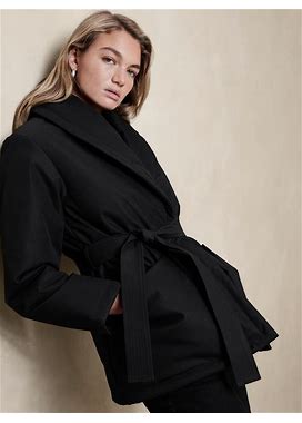 Women's Shawl-Collar Belted Jacket Black Petite Size XXS