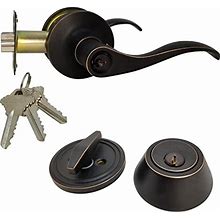 Handle Lever Lock And Deadbolt Set With 6 Keys For Entry Front Door Bedroom Closet ORB-SC1 By Rikey Security