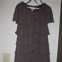 Patra Petites Dresses | Patra Layered Cocoa Chiffon Party Dress Sz 6P | Color: Brown | Size: 6P