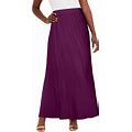 Plus Size Women's Stretch Knit Maxi Skirt By The London Collection In Dark Berry (Size 18/20) Wrinkle Resistant Pull-On Stretch Knit