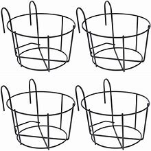 4 Pack Hanging Planters For Railings Rail Planter Hanging Baskets Flower Pot Holders Iron Plant Racks Metal Fence Planter Potted Stand Mounted