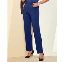 Draper's & Damon's Women's Slimtacular® Ponte Knit Straight Leg Pants - Blue - PM - Petite Short