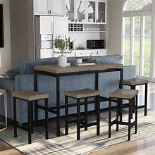 Feri Transitional Black Metal 5-Piece Counter Height Dining Set By Furniture Of America