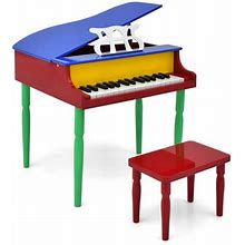 Costway 30-Key Classic Baby Grand Piano Toddler Toy Wood With Bench & Music Rack Colorful