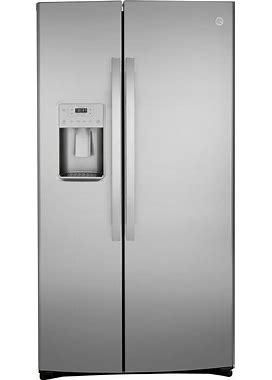 GE 36-Inch, 25.1 Cu.Ft. Freestanding Side-By-Side Refrigerator With Water And Ice Dispensing System GSS25IYNFS