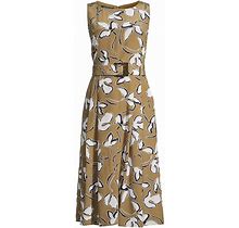 Lafayette 148 $898 Shitake Brown Silk Floral Belted Sleeveless Dress