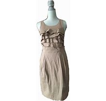 BCBG MAXAZRIA Sleeveless Mocha Sheath Ruffle Tiered Dress Size 6 B317