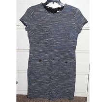 Loft Petites Short Sleeve Blue Sweater Sheath Pocket Dress Size 12P