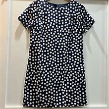J. Crew Dresses | J. Crew Navy With White Polka Dots Midi Dress Size 4 With Button Closure In Back | Color: Blue/White | Size: 4