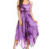 Sakkas Annabella Corset Bodice Handkerchief Hem Dress - Purple - Plus Size