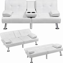 Yaheetech Faux Leather Convertible Futon Sofa Bed 3-In-1 Adjustable Futon Couch