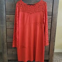 Nwot Sheath Dress With Lace Long Sleeves | Color: Red | Size: L