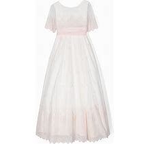 AMAYA Lace-Embroidered Tulle Communion Dress - White