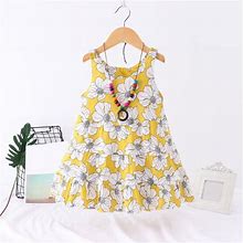 Gubotare Maxi Dress Girl Toddler Full-Length Straight Tulle Tutu Lace Back Party Flower Girl Dress,Yellow 7-8 Years